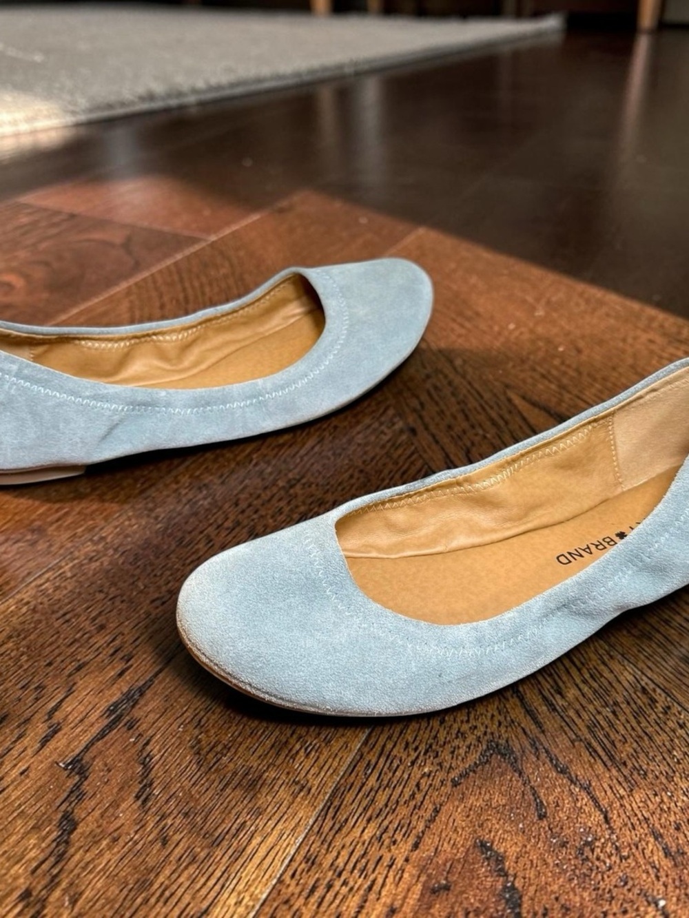 Lucky Brand Women's Solid Light Blue Suede Leather Erin Ballet Flats Shoes